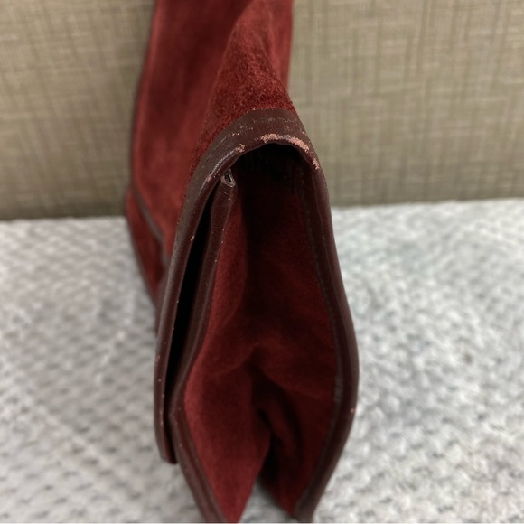 Vintage Lord & Taylor‎ Women’s Red Maroon Burgundy Suede Envelope Clutch Purse - Picture 4 of 15